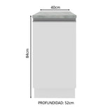 Mueble Inferior de Cocina Glamy Blanco 40x84cm con Mesón de Madera y sin Estufa con 2 Entrepaños - MUEBLES INFERIORES DE COCINA | Bylmo