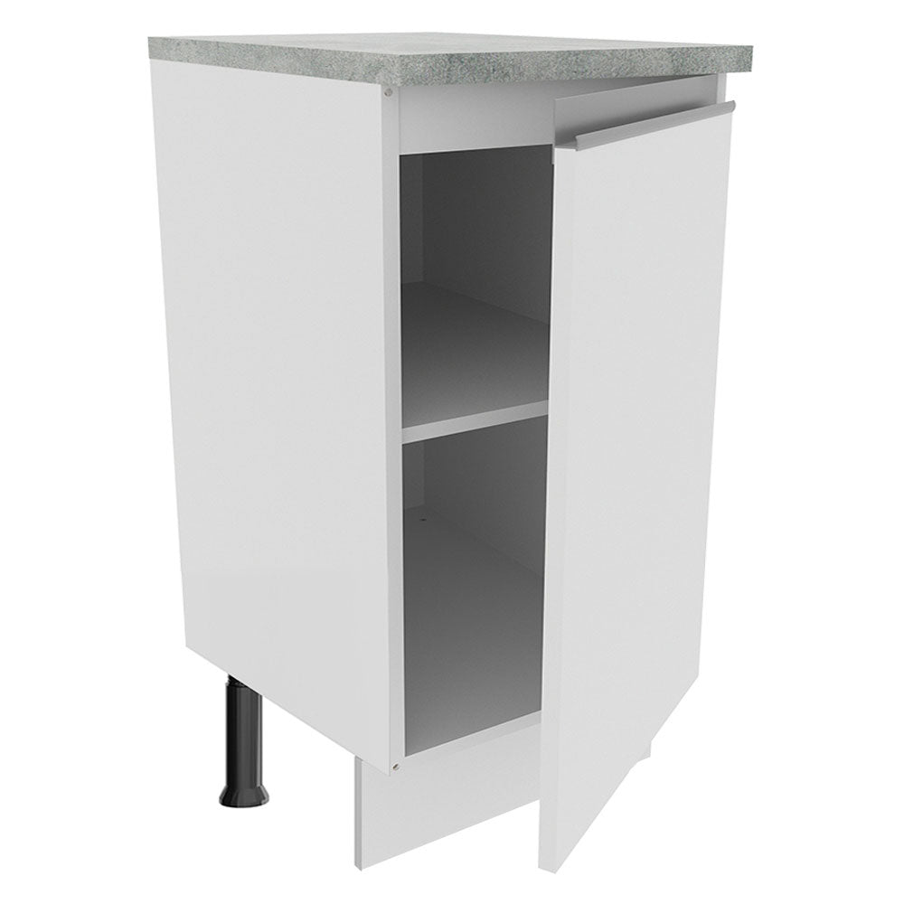 Mueble Inferior de Cocina Glamy Blanco 40x84cm con Mesón de Madera y sin Estufa con 2 Entrepaños - MUEBLES INFERIORES DE COCINA | Bylmo