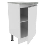 Mueble Inferior de Cocina Glamy Blanco 40x84cm con Mesón de Madera y sin Estufa con 2 Entrepaños - MUEBLES INFERIORES DE COCINA | Bylmo