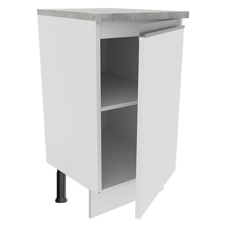 Mueble Inferior de Cocina Glamy Blanco 40x84cm con Mesón de Madera y sin Estufa con 2 Entrepaños - MUEBLES INFERIORES DE COCINA | Bylmo