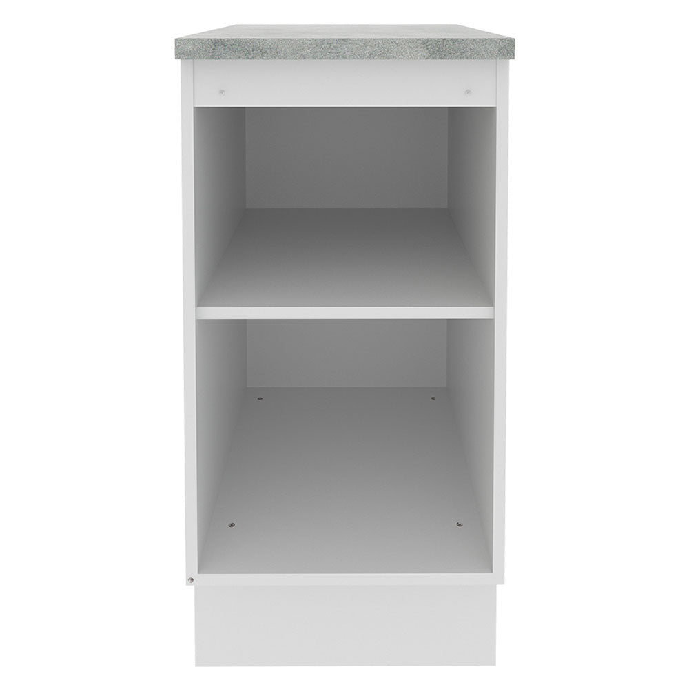 Mueble Inferior de Cocina Glamy Blanco 40x84cm con Mesón de Madera y sin Estufa con 2 Entrepaños - MUEBLES INFERIORES DE COCINA | Bylmo