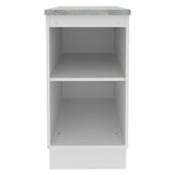 Mueble Inferior de Cocina Glamy Blanco 40x84cm con Mesón de Madera y sin Estufa con 2 Entrepaños - MUEBLES INFERIORES DE COCINA | Bylmo