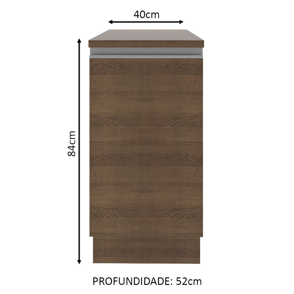 Mueble Inferior de Cocina Glamy Marron 40x84cm con Mesón de Madera y sin Estufa con 2 Entrepaños - MUEBLES INFERIORES DE COCINA | Bylmo