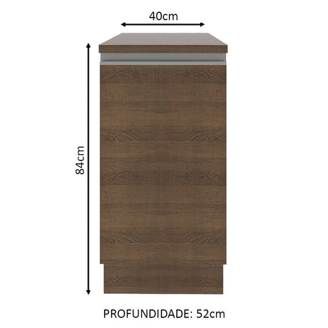 Mueble Inferior de Cocina Glamy Marron 40x84cm con Mesón de Madera y sin Estufa con 2 Entrepaños - MUEBLES INFERIORES DE COCINA | Bylmo