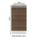 Mueble Inferior de Cocina Glamy Blanco y Marron 40x84cm con Mesón de Madera y sin Estufa con 2 Entrepaños - MUEBLES INFERIORES DE COCINA | Bylmo