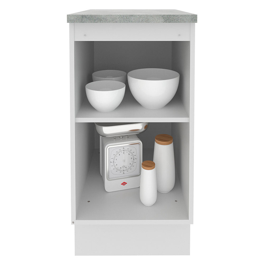 Mueble Inferior de Cocina Glamy Blanco y Marron 40x84cm con Mesón de Madera y sin Estufa con 2 Entrepaños - MUEBLES INFERIORES DE COCINA | Bylmo