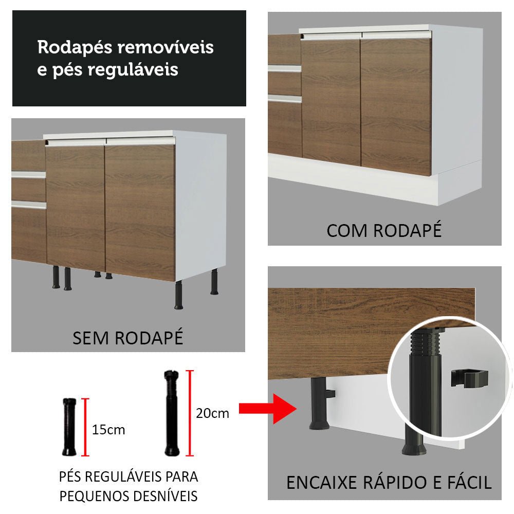 Mueble Inferior de Cocina Glamy Blanco y Marron 40x84cm con Mesón de Madera y sin Estufa con 2 Entrepaños - MUEBLES INFERIORES DE COCINA | Bylmo