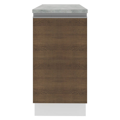 Mueble Inferior de Cocina Glamy Blanco y Marron 40x84cm con Mesón de Madera y sin Estufa con 2 Entrepaños - MUEBLES INFERIORES DE COCINA | Bylmo