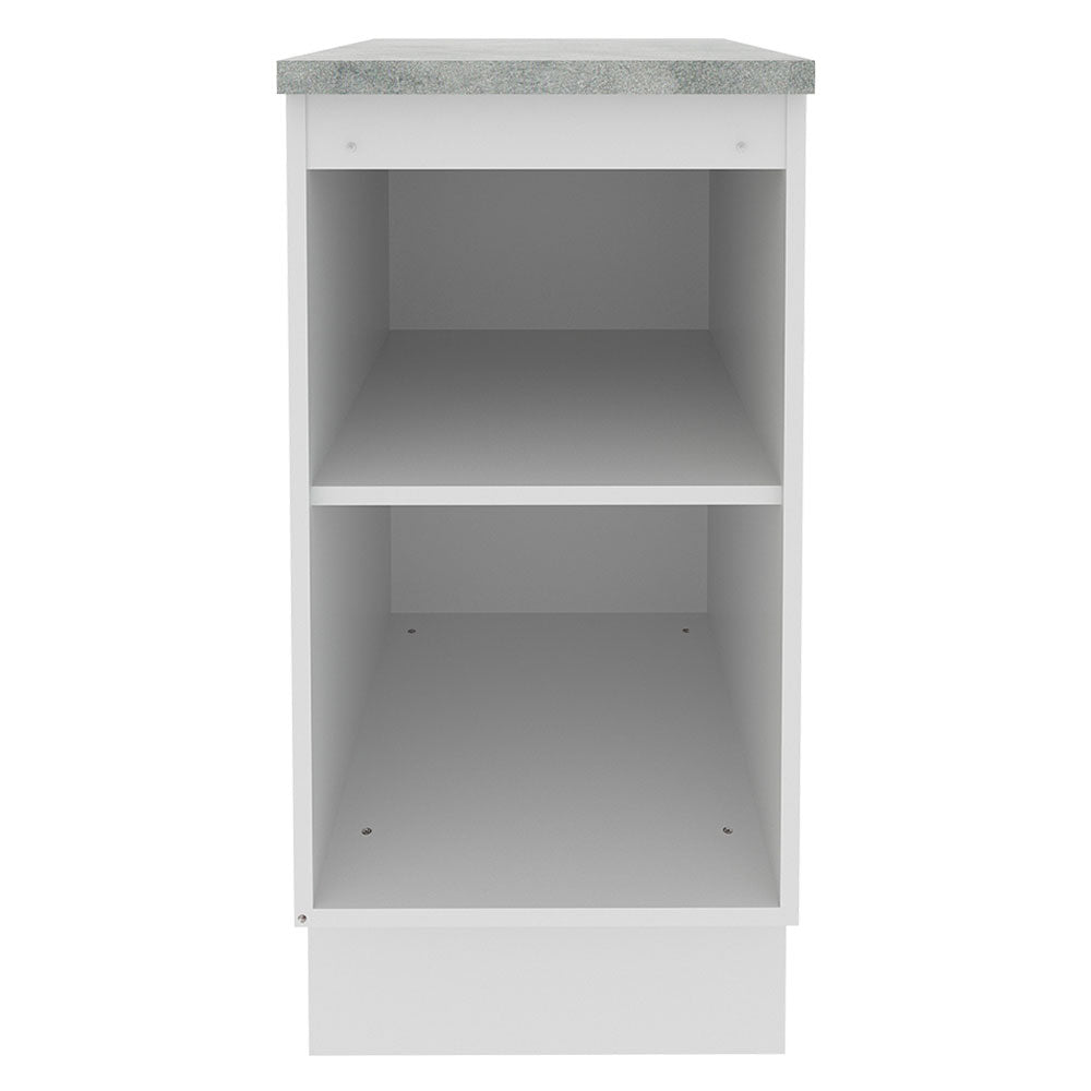 Mueble Inferior de Cocina Glamy Blanco y Marron 40x84cm con Mesón de Madera y sin Estufa con 2 Entrepaños - MUEBLES INFERIORES DE COCINA | Bylmo