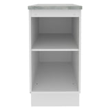 Mueble Inferior de Cocina Glamy Blanco y Marron 40x84cm con Mesón de Madera y sin Estufa con 2 Entrepaños - MUEBLES INFERIORES DE COCINA | Bylmo