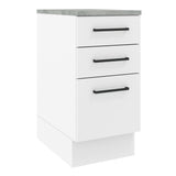 Mueble Inferior de Cocina Agata Blanco 40x84cm con Mesón de Madera y sin Estufa con 3 Cajones - MUEBLES INFERIORES DE COCINA | Bylmo