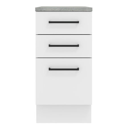 Mueble Inferior de Cocina Agata Blanco 40x84cm con Mesón de Madera y sin Estufa con 3 Cajones - MUEBLES INFERIORES DE COCINA | Bylmo