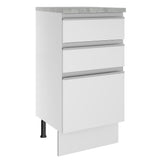 Mueble Inferior de Cocina Glamy Blanco 40x84cm con Mesón de Madera y sin Estufa con 3 Cajones - MUEBLES INFERIORES DE COCINA | Bylmo
