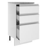 Mueble Inferior de Cocina Glamy Blanco 40x84cm con Mesón de Madera y sin Estufa con 3 Cajones - MUEBLES INFERIORES DE COCINA | Bylmo
