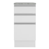 Mueble Inferior de Cocina Glamy Blanco 40x84cm con Mesón de Madera y sin Estufa con 3 Cajones - MUEBLES INFERIORES DE COCINA | Bylmo