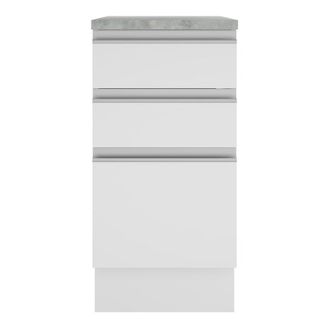 Mueble Inferior de Cocina Glamy Blanco 40x84cm con Mesón de Madera y sin Estufa con 3 Cajones - MUEBLES INFERIORES DE COCINA | Bylmo