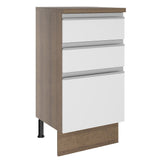 Mueble Inferior de Cocina Glamy Marron y Blanco 40x84cm con Mesón de Madera y sin Estufa con 3 Cajones - MUEBLES INFERIORES DE COCINA | Bylmo
