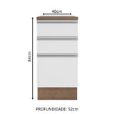 Mueble Inferior de Cocina Glamy Marron y Blanco 40x84cm con Mesón de Madera y sin Estufa con 3 Cajones - MUEBLES INFERIORES DE COCINA | Bylmo