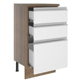 Mueble Inferior de Cocina Glamy Marron y Blanco 40x84cm con Mesón de Madera y sin Estufa con 3 Cajones - MUEBLES INFERIORES DE COCINA | Bylmo