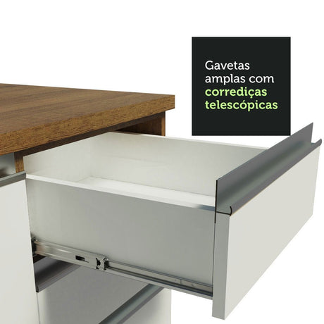 Mueble Inferior de Cocina Glamy Marron y Blanco 40x84cm con Mesón de Madera y sin Estufa con 3 Cajones - MUEBLES INFERIORES DE COCINA | Bylmo