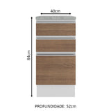 Mueble Inferior de Cocina Glamy Blanco y Marron 40x84cm con Mesón de Madera y sin Estufa con 3 Cajones - MUEBLES INFERIORES DE COCINA | Bylmo
