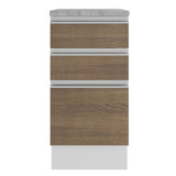 Mueble Inferior de Cocina Glamy Blanco y Marron 40x84cm con Mesón de Madera y sin Estufa con 3 Cajones - MUEBLES INFERIORES DE COCINA | Bylmo