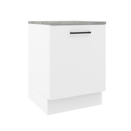 Mueble Inferior de Cocina Agata Blanco 60x84cm con Mesón de Madera y sin Estufa con 2 Entrepaños - MUEBLES INFERIORES DE COCINA | Bylmo
