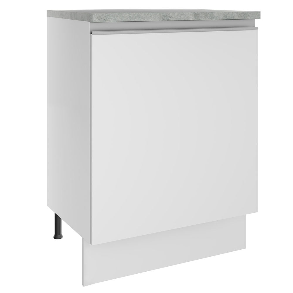 Mueble Inferior de Cocina Glamy Blanco 60x84cm con Mesón de Madera y sin Estufa con 2 Entrepaños - MUEBLES INFERIORES DE COCINA | Bylmo