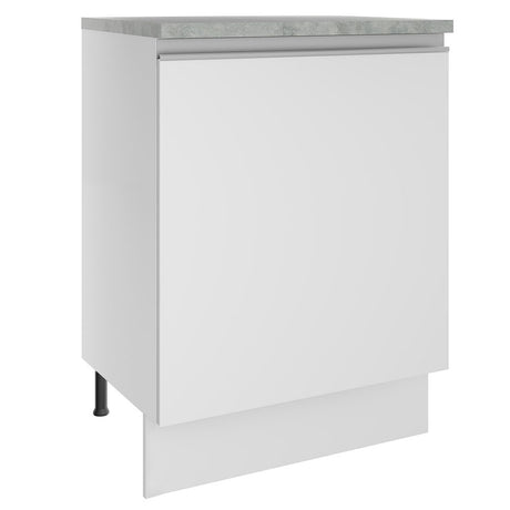 Mueble Inferior de Cocina Glamy Blanco 60x84cm con Mesón de Madera y sin Estufa con 2 Entrepaños - MUEBLES INFERIORES DE COCINA | Bylmo