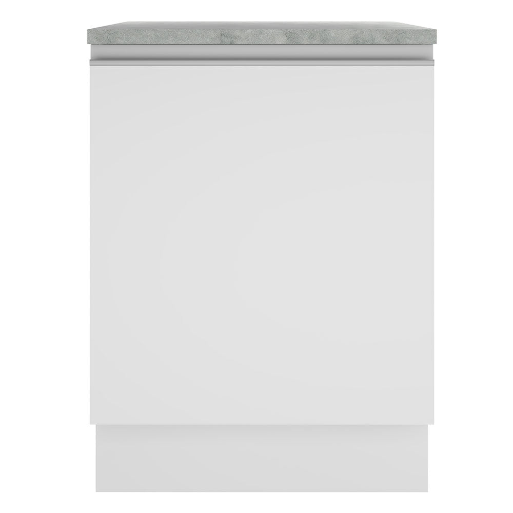 Mueble Inferior de Cocina Glamy Blanco 60x84cm con Mesón de Madera y sin Estufa con 2 Entrepaños - MUEBLES INFERIORES DE COCINA | Bylmo