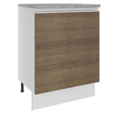Mueble Inferior de Cocina Glamy Blanco y Marron 60x84cm con Mesón de Madera y sin Estufa con 2 Entrepaños - MUEBLES INFERIORES DE COCINA | Bylmo