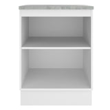 Mueble Inferior de Cocina Glamy Blanco y Marron 60x84cm con Mesón de Madera y sin Estufa con 2 Entrepaños - MUEBLES INFERIORES DE COCINA | Bylmo