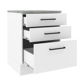 Mueble Inferior de Cocina Agata Blanco 60x84cm con Mesón de Madera y sin Estufa con 3 Cajones - MUEBLES INFERIORES DE COCINA | Bylmo