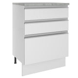 Mueble Inferior de Cocina Glamy Blanco 60x84cm con Mesón de Madera y sin Estufa con 3 Cajones - MUEBLES INFERIORES DE COCINA | Bylmo