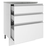 Mueble Inferior de Cocina Glamy Blanco 60x84cm con Mesón de Madera y sin Estufa con 3 Cajones - MUEBLES INFERIORES DE COCINA | Bylmo