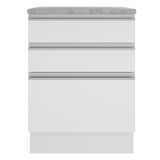 Mueble Inferior de Cocina Glamy Blanco 60x84cm con Mesón de Madera y sin Estufa con 3 Cajones - MUEBLES INFERIORES DE COCINA | Bylmo