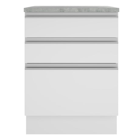 Mueble Inferior de Cocina Glamy Blanco 60x84cm con Mesón de Madera y sin Estufa con 3 Cajones - MUEBLES INFERIORES DE COCINA | Bylmo