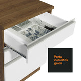Mueble Inferior de Cocina Glamy Marron y Blanco 60x84cm con Mesón de Madera y sin Estufa con 3 Cajones - MUEBLES INFERIORES DE COCINA | Bylmo