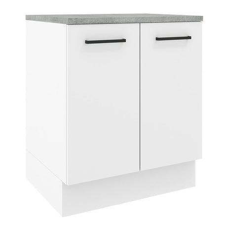 Mueble Inferior de Cocina Agata Blanco 70x84cm con Mesón de Madera y sin Estufa con 2 Entrepaños - MUEBLES INFERIORES DE COCINA | Bylmo