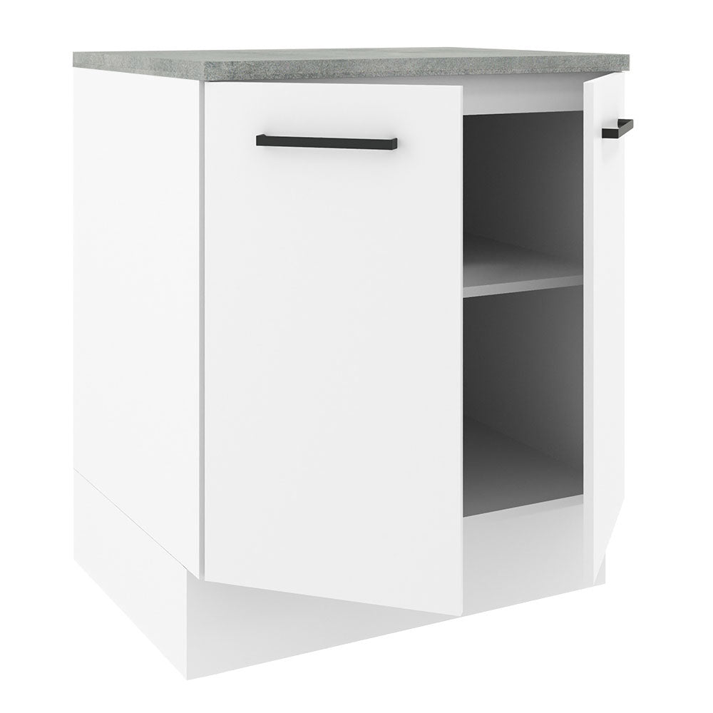 Mueble Inferior de Cocina Agata Blanco 70x84cm con Mesón de Madera y sin Estufa con 2 Entrepaños - MUEBLES INFERIORES DE COCINA | Bylmo