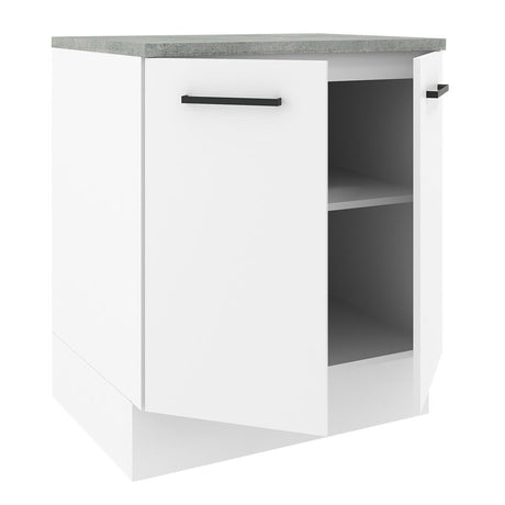 Mueble Inferior de Cocina Agata Blanco 70x84cm con Mesón de Madera y sin Estufa con 2 Entrepaños - MUEBLES INFERIORES DE COCINA | Bylmo