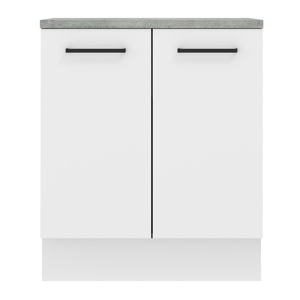 Mueble Inferior de Cocina Agata Blanco 70x84cm con Mesón de Madera y sin Estufa con 2 Entrepaños - MUEBLES INFERIORES DE COCINA | Bylmo