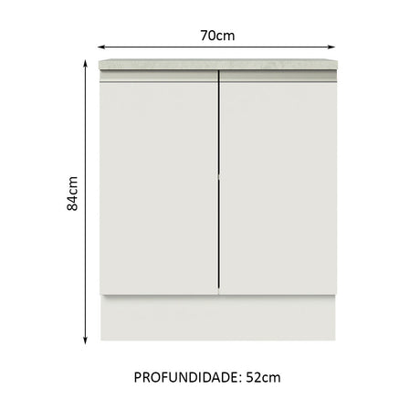 Mueble Inferior de Cocina Glamy Blanco 70x84cm con Mesón de Madera y sin Estufa - MUEBLES INFERIORES DE COCINA | Bylmo
