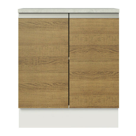 Mueble Inferior de Cocina Glamy Blanco 70x84cm con Mesón de Madera y sin Estufa con 2 Entrepaños - MUEBLES INFERIORES DE COCINA | Bylmo