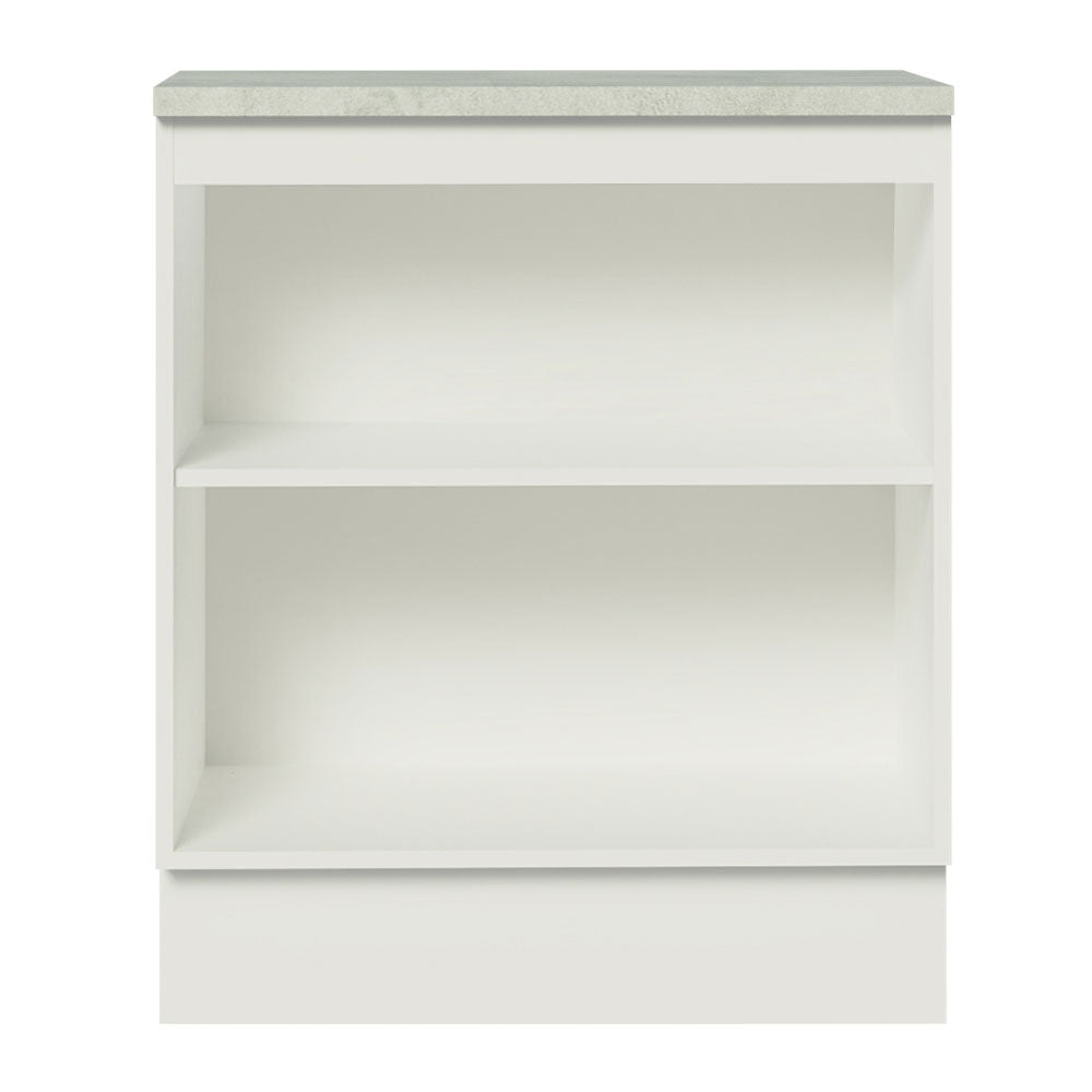Mueble Inferior de Cocina Glamy Blanco 70x84cm con Mesón de Madera y sin Estufa con 2 Entrepaños - MUEBLES INFERIORES DE COCINA | Bylmo