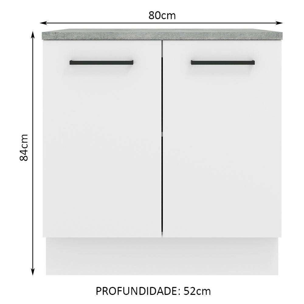 Mueble Inferior de Cocina Agata Blanco 80x84cm con Mesón de Madera y sin Estufa con 2 Entrepaños - MUEBLES INFERIORES DE COCINA | Bylmo