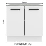 Mueble Inferior de Cocina Agata Blanco 80x84cm con Mesón de Madera y sin Estufa con 2 Entrepaños - MUEBLES INFERIORES DE COCINA | Bylmo