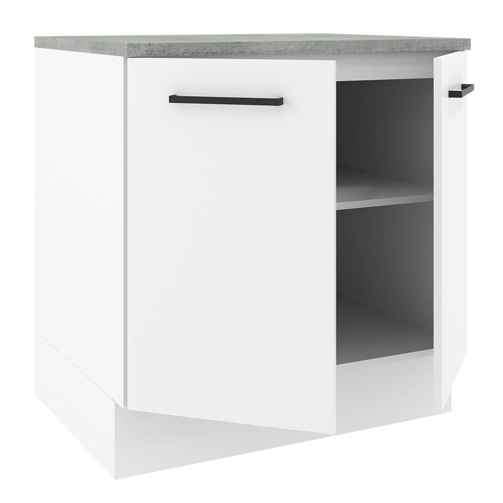 Mueble Inferior de Cocina Agata Blanco 80x84cm con Mesón de Madera y sin Estufa con 2 Entrepaños - MUEBLES INFERIORES DE COCINA | Bylmo