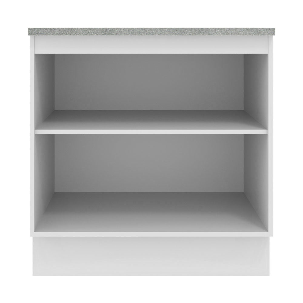 Mueble Inferior de Cocina Agata Blanco 80x84cm con Mesón de Madera y sin Estufa con 2 Entrepaños - MUEBLES INFERIORES DE COCINA | Bylmo