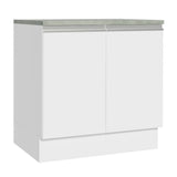 Mueble Inferior de Cocina Glamy Blanco 80x84cm con Mesón de Madera y sin Estufa con 2 Entrepaños - MUEBLES INFERIORES DE COCINA | Bylmo